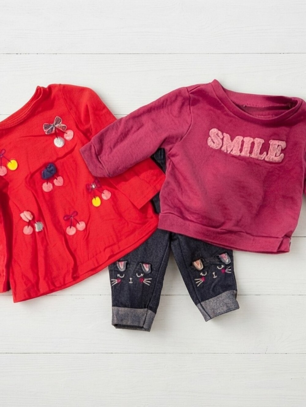 6-9M Cherry and Smile Kids Shirt Set